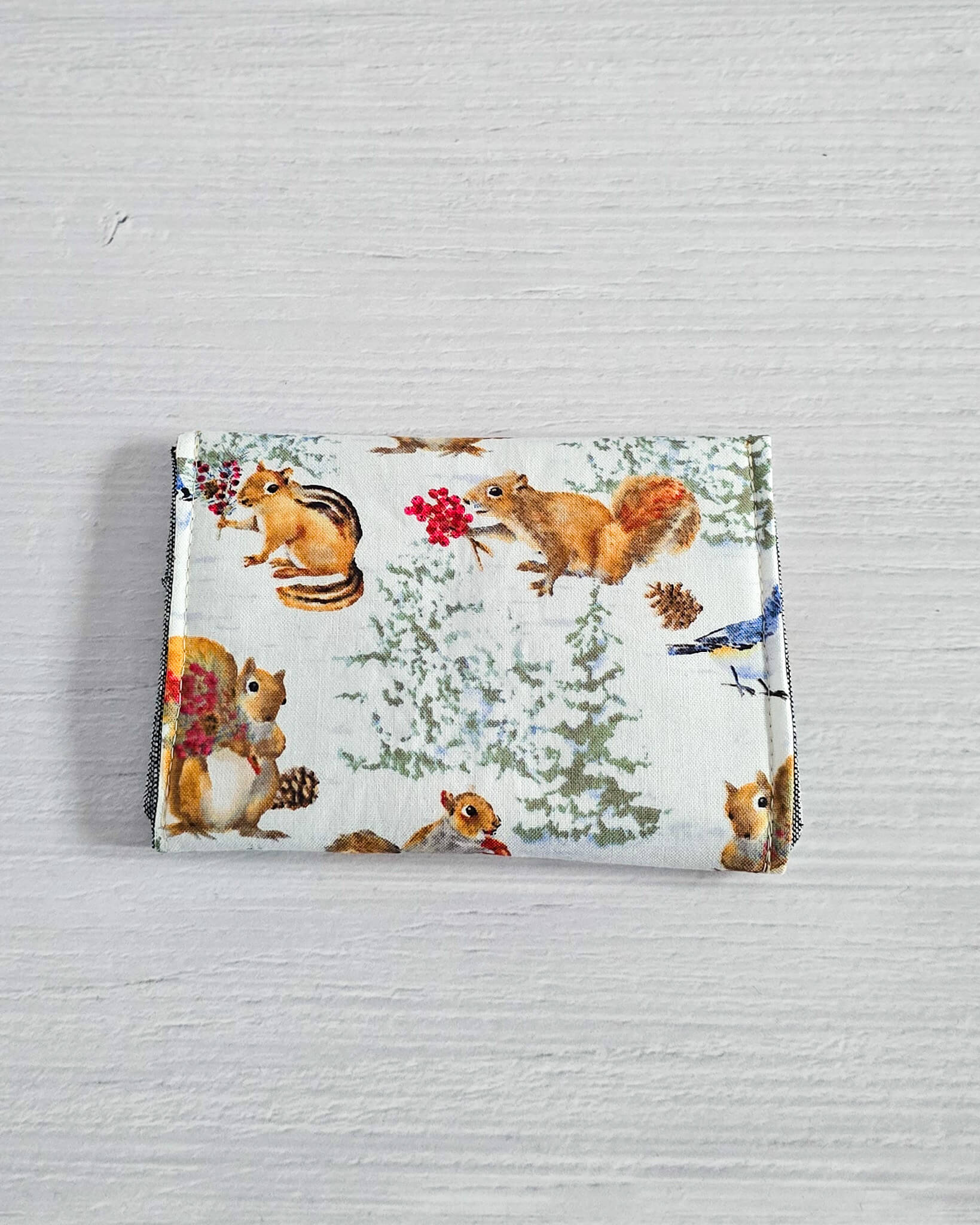 Mini-Pouch Woodland Friends mit Waldtiermotiv - handgenäht in Bayern von Nadelmikado