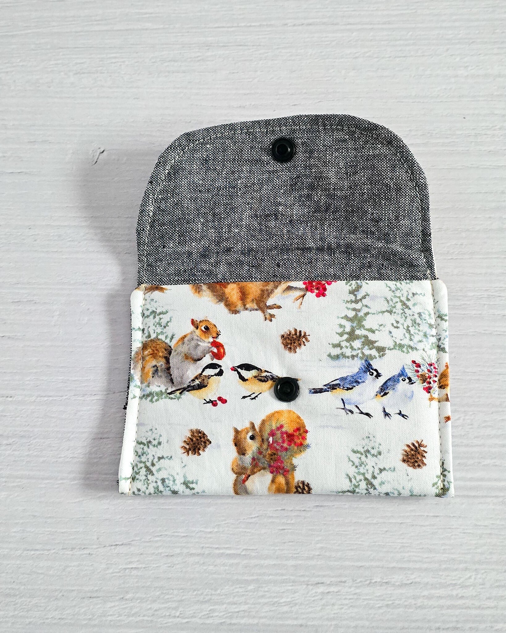Mini-Pouch Woodland Friends mit Waldtiermotiv - handgenäht in Bayern von Nadelmikado
