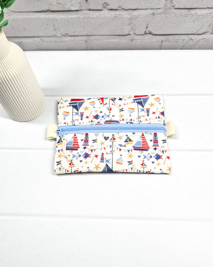 Mini Zip Pouch maritim Segelboot handgenäht Bayern von Nadelmikado