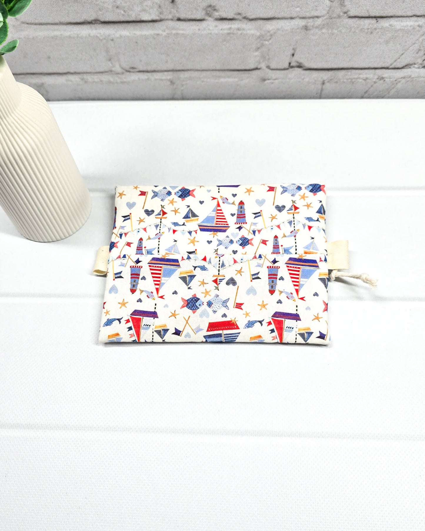 Mini Zip Pouch maritim Segelboot handgenäht Bayern von Nadelmikado
