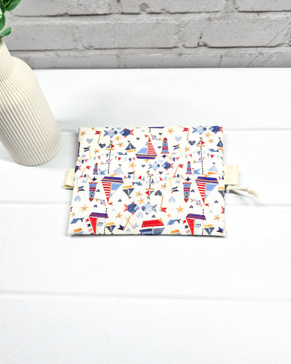 Mini Zip Pouch maritim Segelboot handgenäht Bayern von Nadelmikado