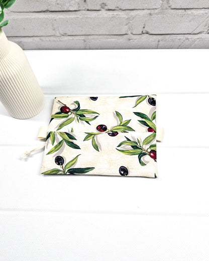 Mini Zip Pouch Olivenzweig Stoff handgenäht Bayern von Nadelmikado