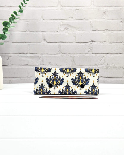 Nadelgarage 15 cm blau gold Ornament handgenäht in Bayern von Nadelmikado