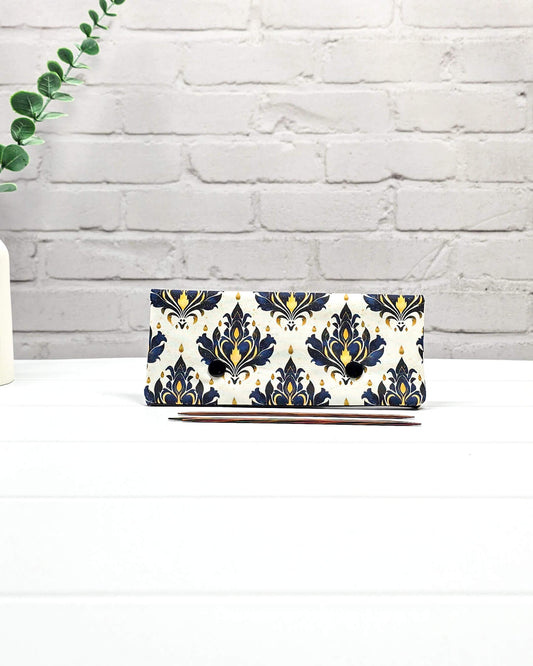 Nadelgarage 15 cm blau gold Ornament handgenäht in Bayern von Nadelmikado