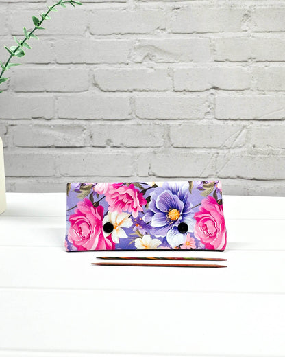 Nadelgarage 15 cm Blumenmuster pink violett Nadelmikado - handgenäht in Bayern