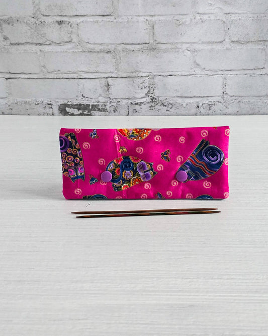 Nadelgarage 15 cm Katzenmotiv pink handgenäht Bayern von Nadelmikado