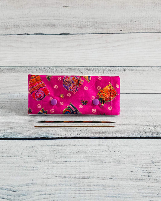 Nadelgarage 15 cm Katzenmotiv pink handgenäht Bayern von Nadelmikado