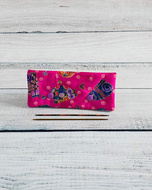 Nadelgarage 15 cm Katzenmotiv pink handgenäht Bayern von Nadelmikado