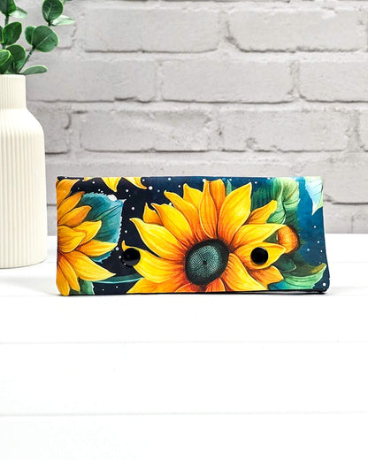 Nadelgarage 15 cm mit Sonnenblumenmotiv aus Baumwolle, handgenäht in Bayern von Nadelmikado