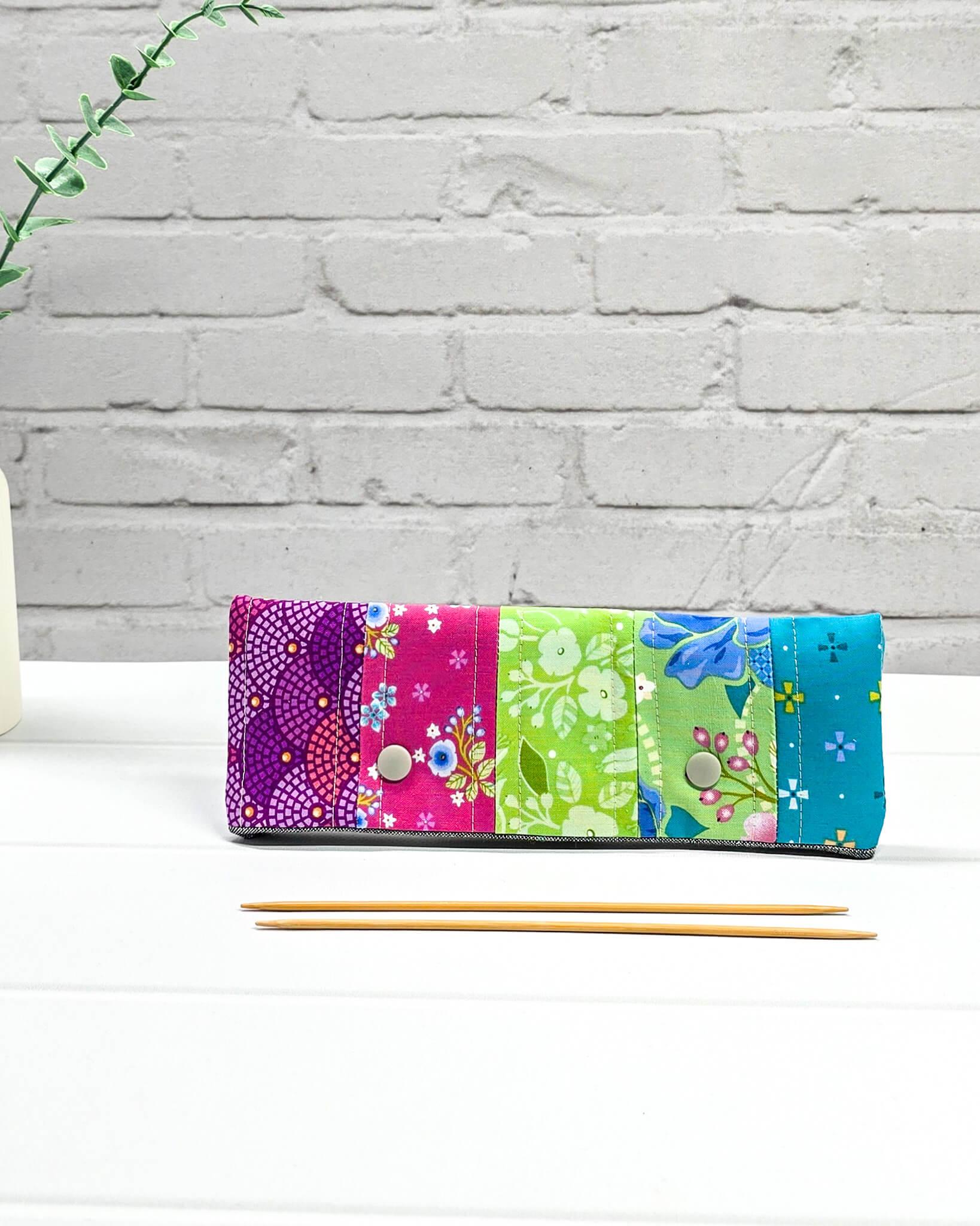 Nadelgarage 20 cm Patchwork pink grün türkis Nadelmikado - handgenäht in Bayern