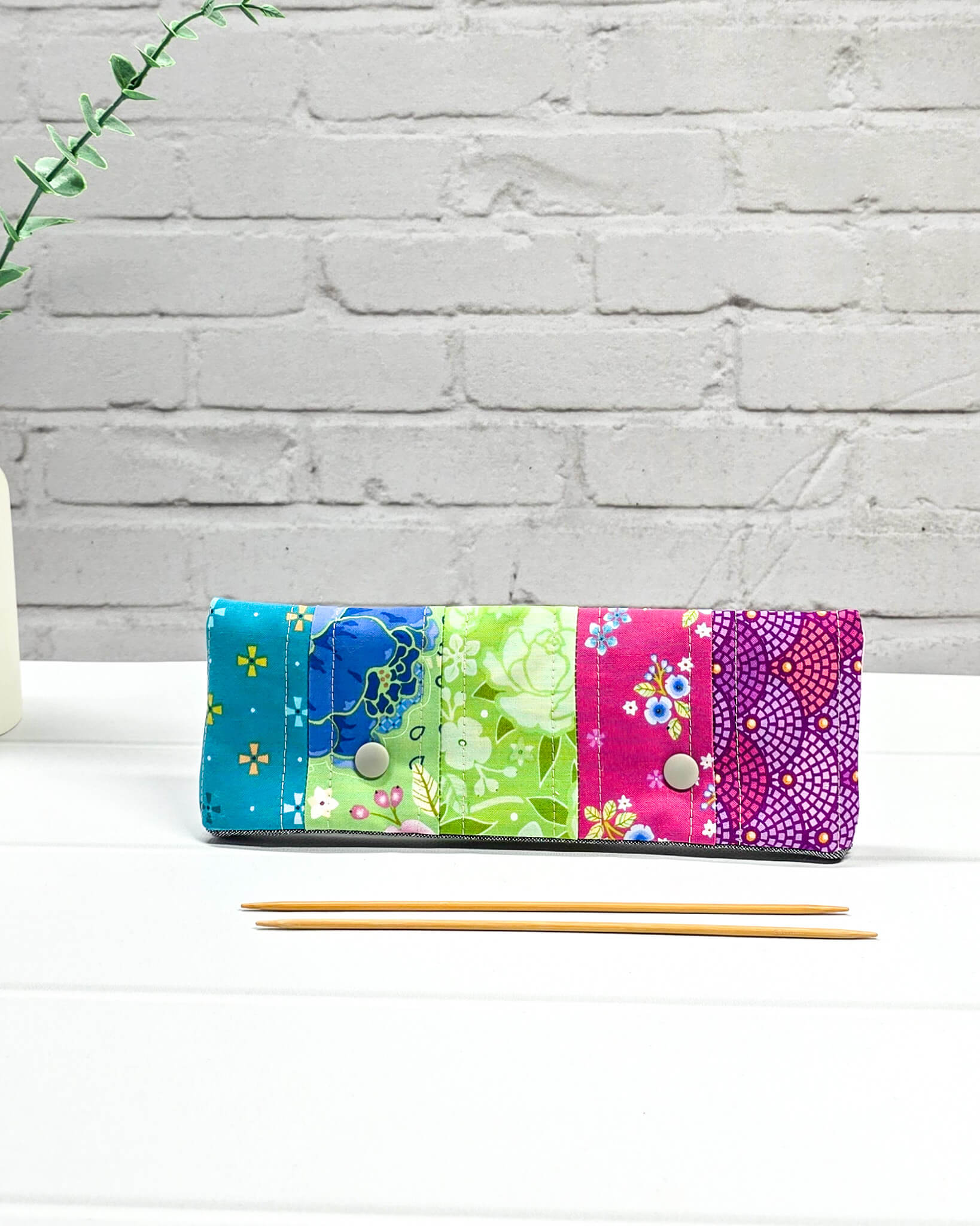 Nadelgarage 20 cm Patchwork pink grün türkis Nadelmikado - handgenäht in Bayern