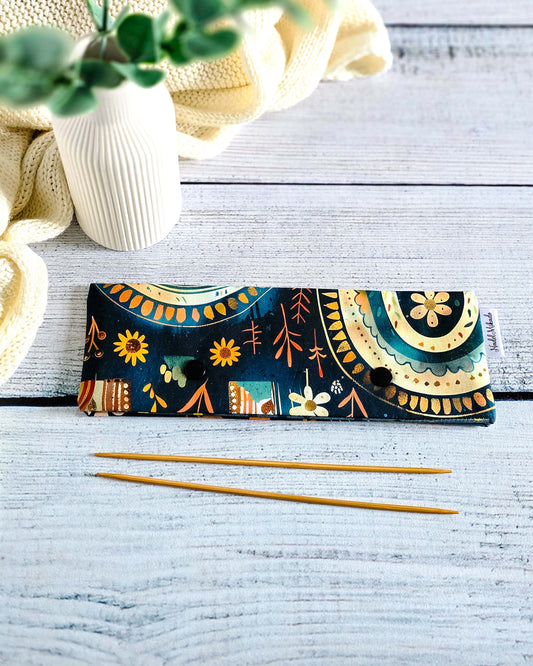 Nadelgarage 20 cm Golden Hour – grafisches Design in Petrol und Gold, handmade in Bayern von Nadelmikado