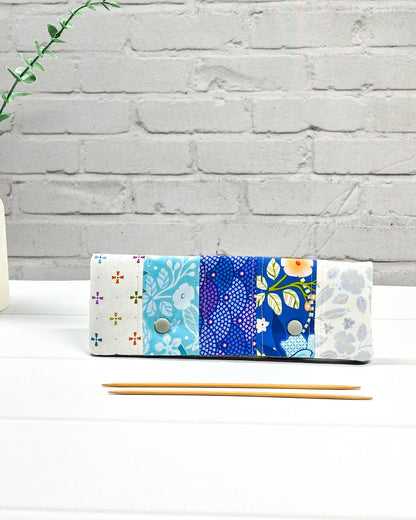 Nadelgarage 20 cm Patchwork blau türkis Nadelmikado - handgenäht in Bayern