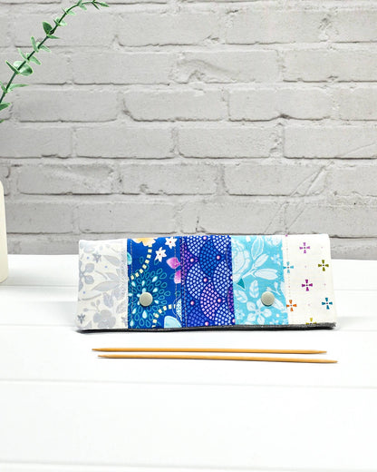 Nadelgarage 20 cm Patchwork blau türkis Nadelmikado - handgenäht in Bayern