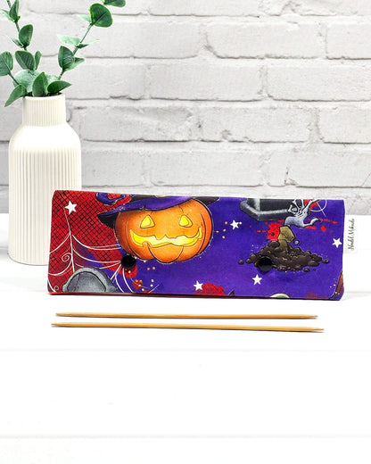 Nadelgarage 20 cm Pumpkin Party – Baumwollstoff mit Kürbis-Motiv, handgemacht in Bayern von Nadelmikado