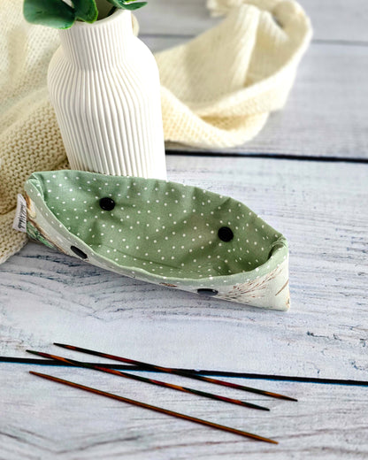 Nadelgarage mit Vogel und Nest – zartes Design für Strickzubehör aus Deutschland-handgenäht von Nadelmikado