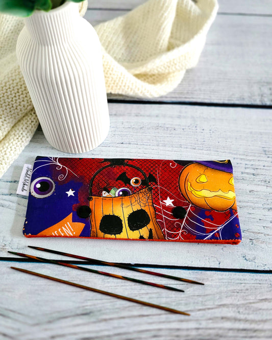 Nadelgarage Pumpkin Night, Stricknadel-Aufbewahrung mit Halloweenmotiv, Bayern, Nadelmikado, Handmade
