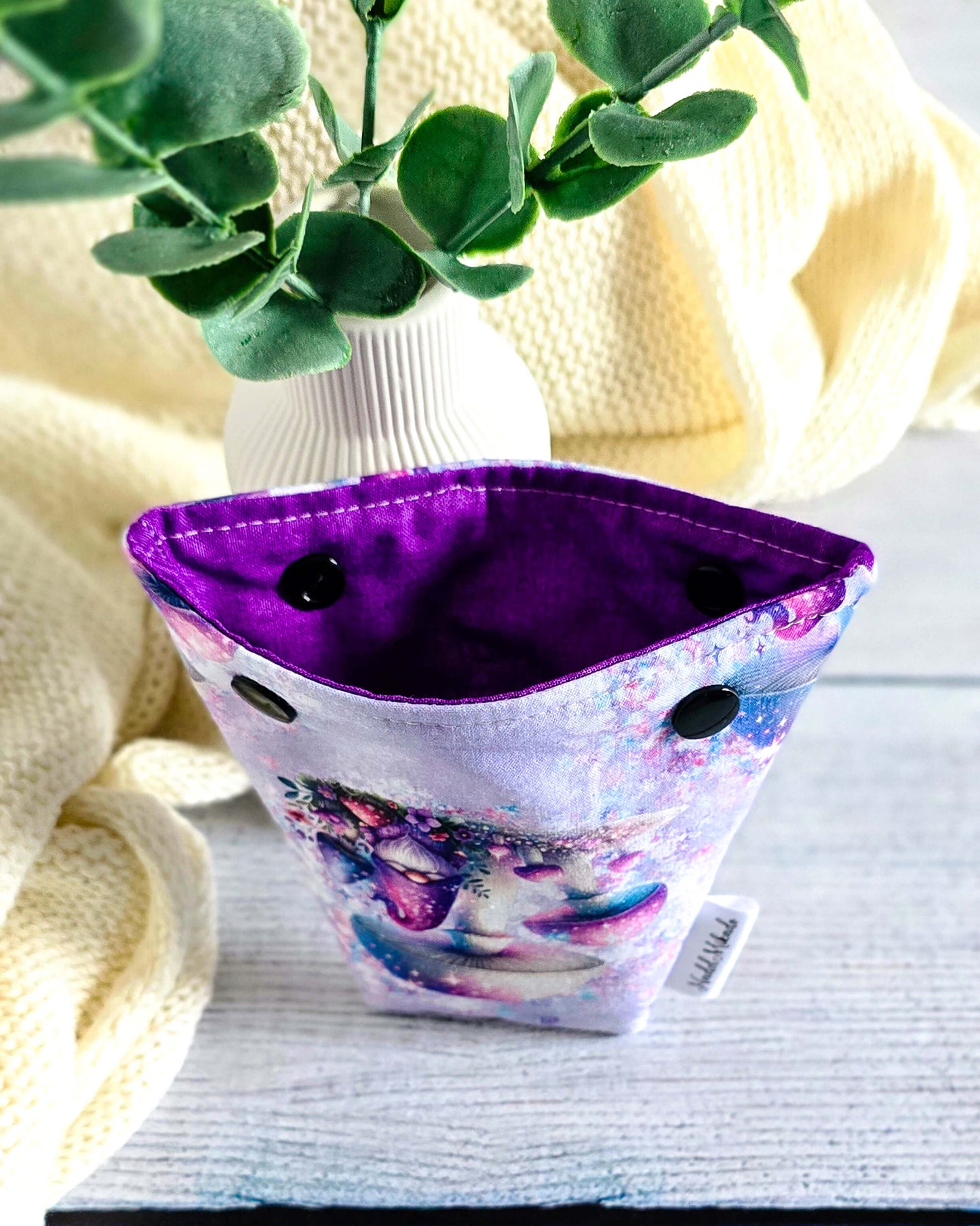 Nadelgarage Trio Mystic Forest – Pilzmotiv in Lila und Blau, handmade in Bayern von Nadelmikado