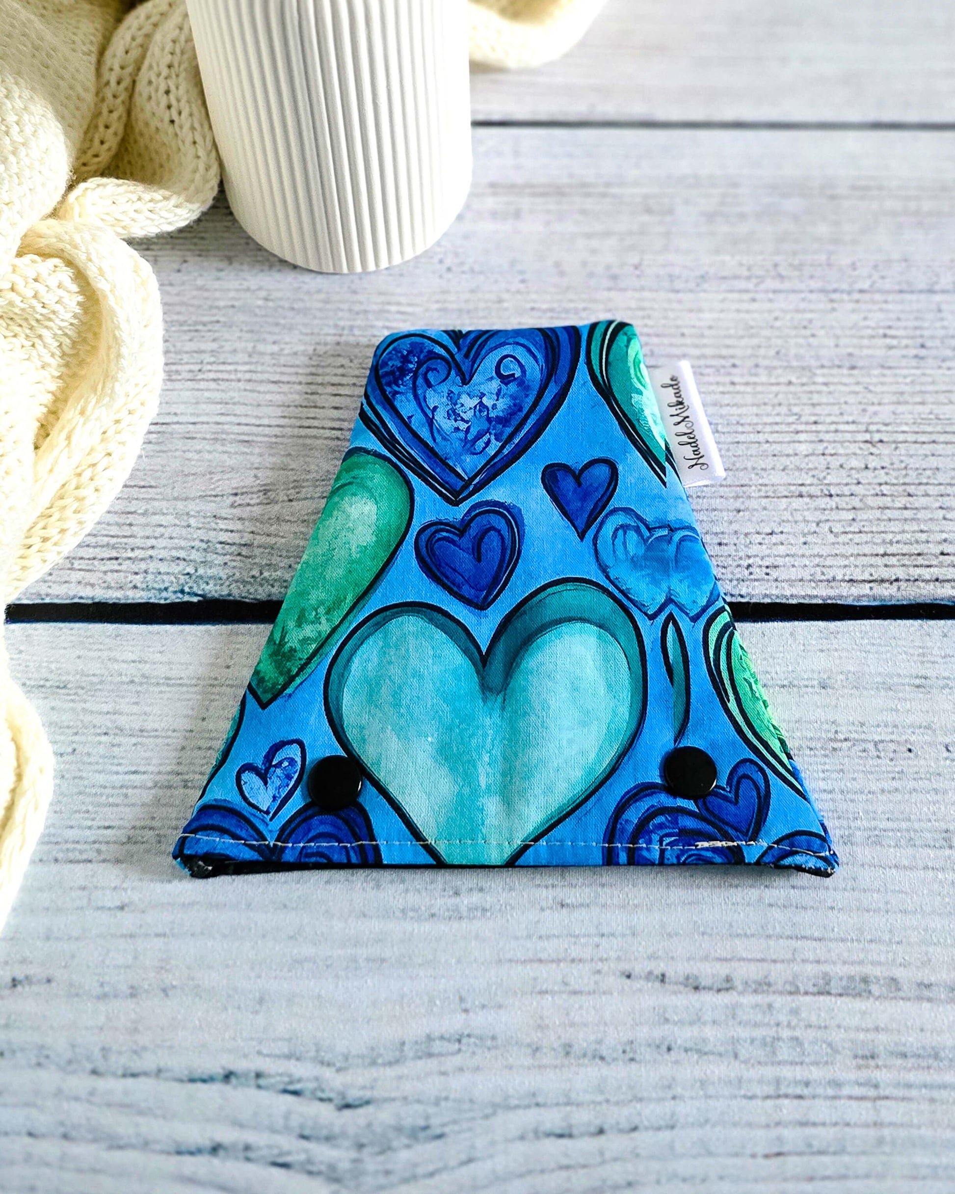 Nadelgarage Trio Ocean Hearts – Herzdesign in Blau und Grün, handmade in Bayern von Nadelmikado