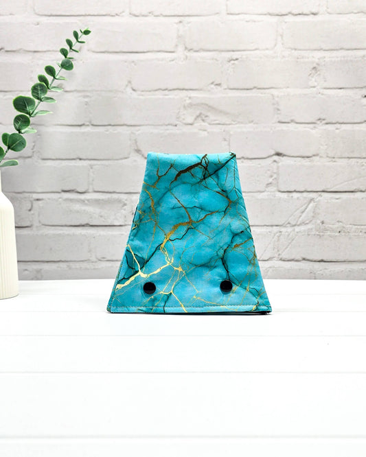 Nadelgarage für Trios in Türkis und Gold von Nadelmikado - handgenäht in Bayern