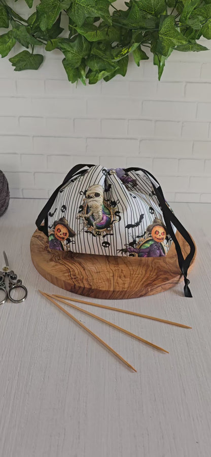 Projektbeutel Größe S | Kinchaku Beutel | Motiv: Vogelscheuche