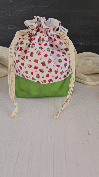 Projektbeutel Größe S | Stricktasche | Motiv: Weihnachtsgeschenke