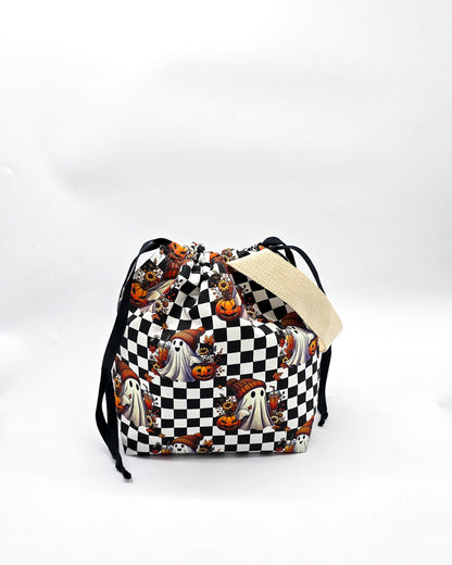 Projektbeutel Autumn Ghost – mit Kordelzug und Henkel, handgenäht in Bayern von Nadelmikado