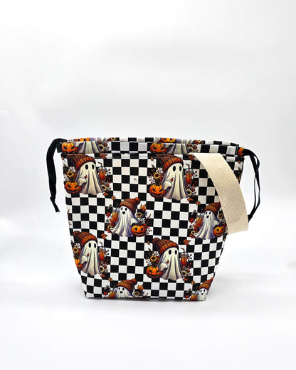 Projektbeutel Autumn Ghost – mit Kordelzug und Henkel, handgenäht in Bayern von Nadelmikado