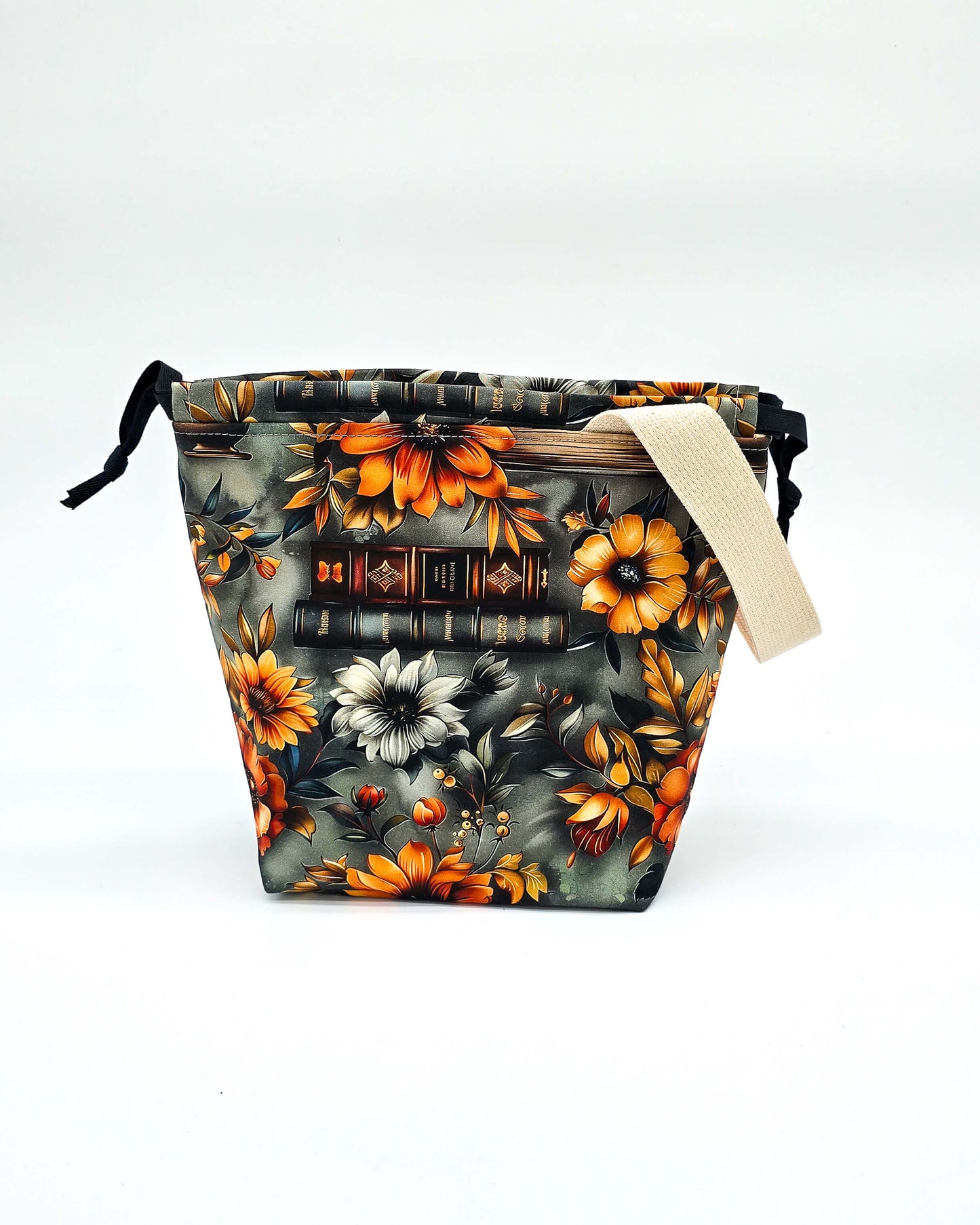 Projektbeutel Golden Bouquet – mit Kordelzug und Henkel, handgenäht in Bayern von Nadelmikado