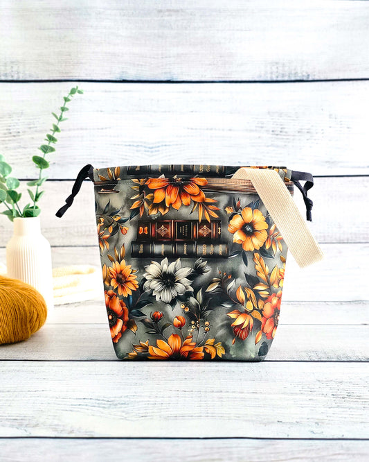 Projektbeutel Golden Bouquet – mit Kordelzug und Henkel, handgenäht in Bayern von Nadelmikado