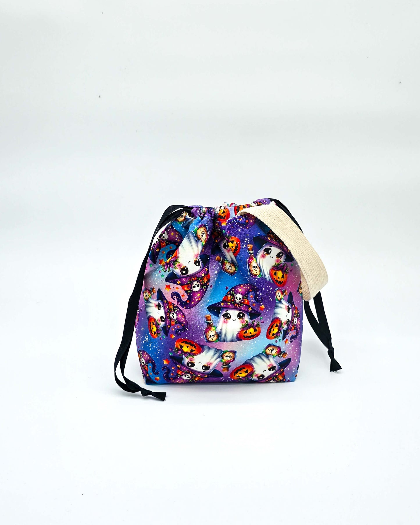 Projektbeutel Magic Ghost – mit Kordelzug und Henkel, handgenäht in Bayern von Nadelmikado