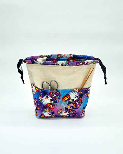 Projektbeutel Magic Ghost – mit Kordelzug und Henkel, handgenäht in Bayern von Nadelmikado