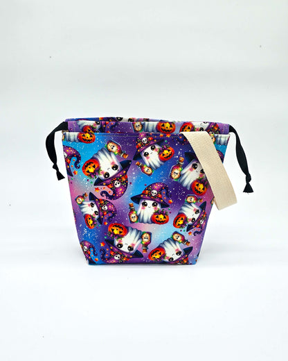 Projektbeutel Magic Ghost – mit Kordelzug und Henkel, handgenäht in Bayern von Nadelmikado