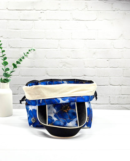 Projekttasche Alva M blau floral hell handgenäht Bayern von Nadelmikado