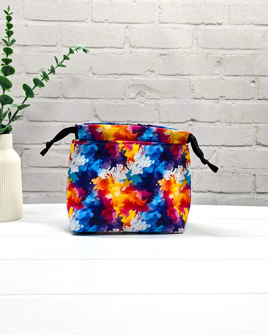 Projekttasche Größe S Lyra Color Splash für 100 g Sockenwolle, handgenäht in Bayern von Nadelmikado