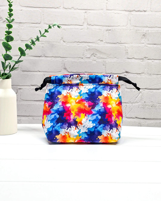 Projekttasche Größe S Lyra Color Splash für 100 g Sockenwolle, handgenäht in Bayern von Nadelmikado