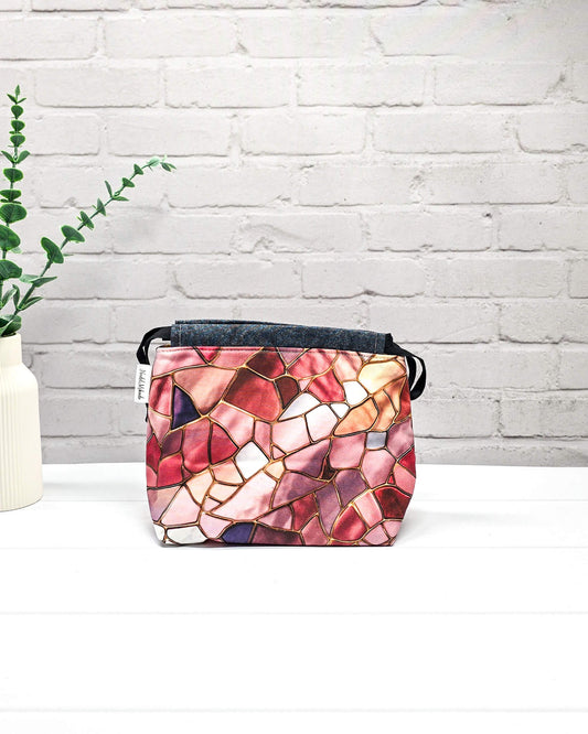 Projekttasche Größe S Lyra Rose Marble rosé Marmormuster - handgenäht in Bayern von Nadelmikado