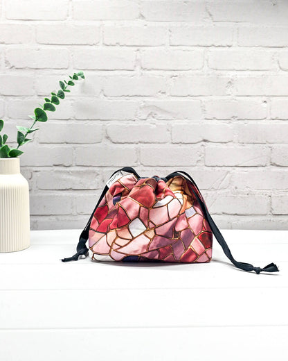 Projekttasche Größe S Lyra Rose Marble rosé Marmormuster - handgenäht in Bayern von Nadelmikado