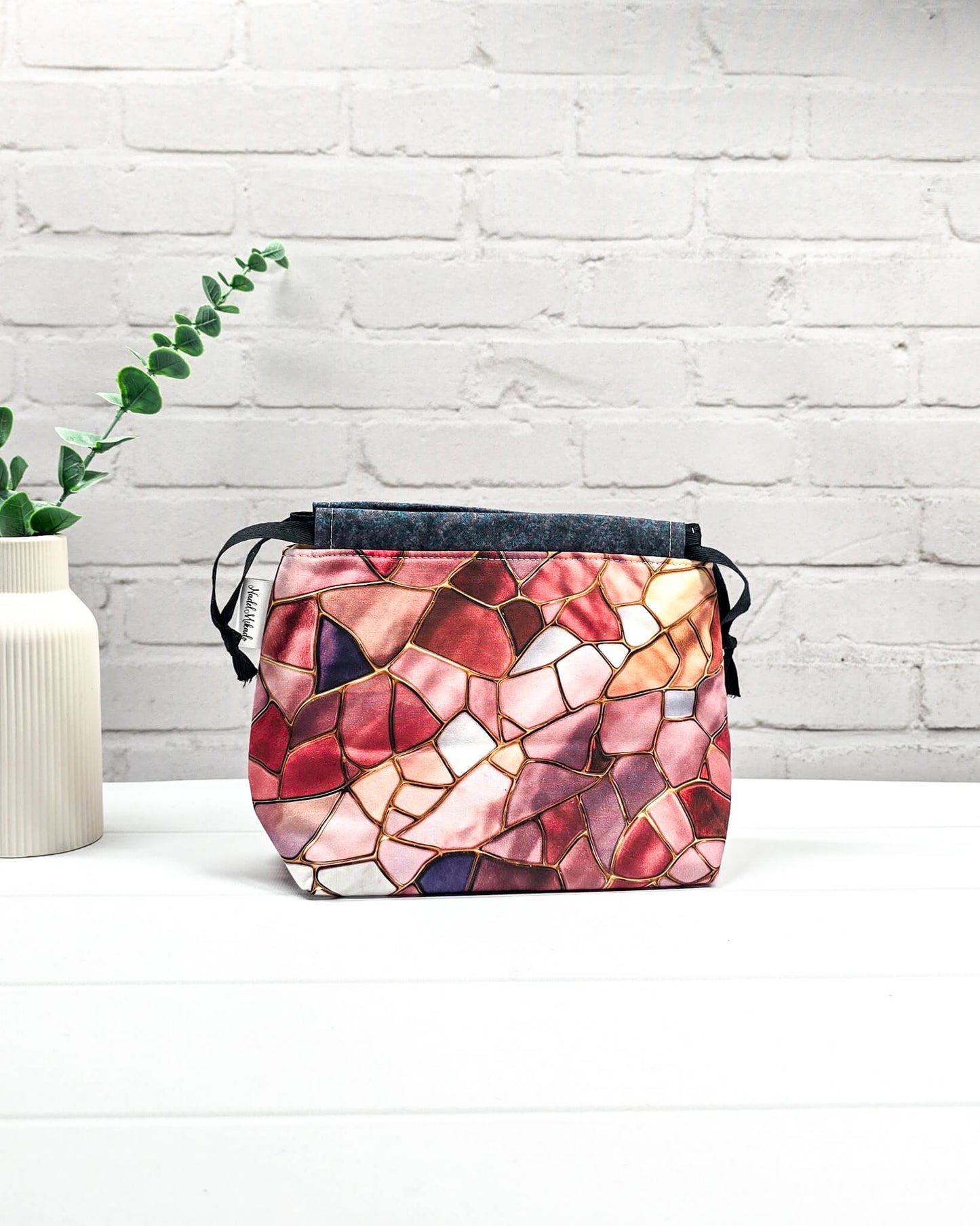 Projekttasche Größe S Lyra Rose Marble rosé Marmormuster - handgenäht in Bayern von Nadelmikado