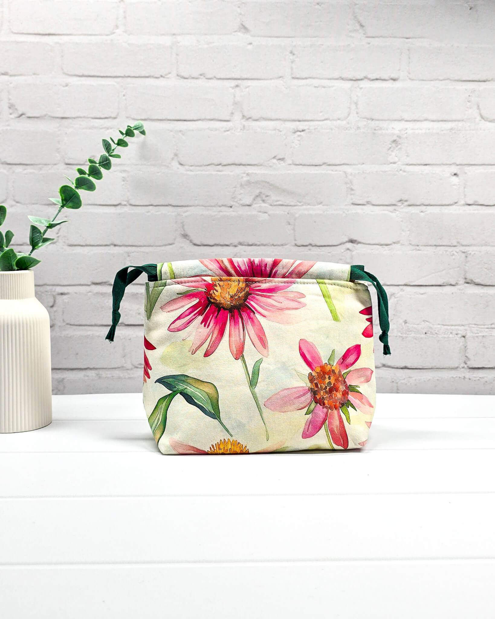 Projekttasche Größe S Lyra Summer Coneflower Blumenmotiv - handgenäht in Bayern von Nadelmikado
