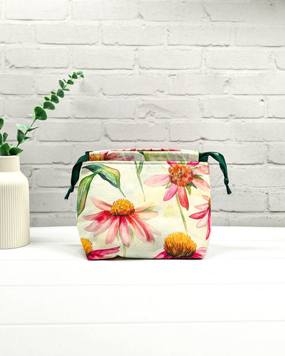 Projekttasche Größe S Lyra Summer Coneflower Blumenmotiv - handgenäht in Bayern von Nadelmikado