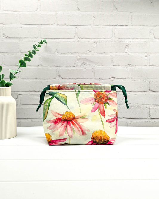 Projekttasche Größe S Lyra Summer Coneflower Blumenmotiv - handgenäht in Bayern von Nadelmikado