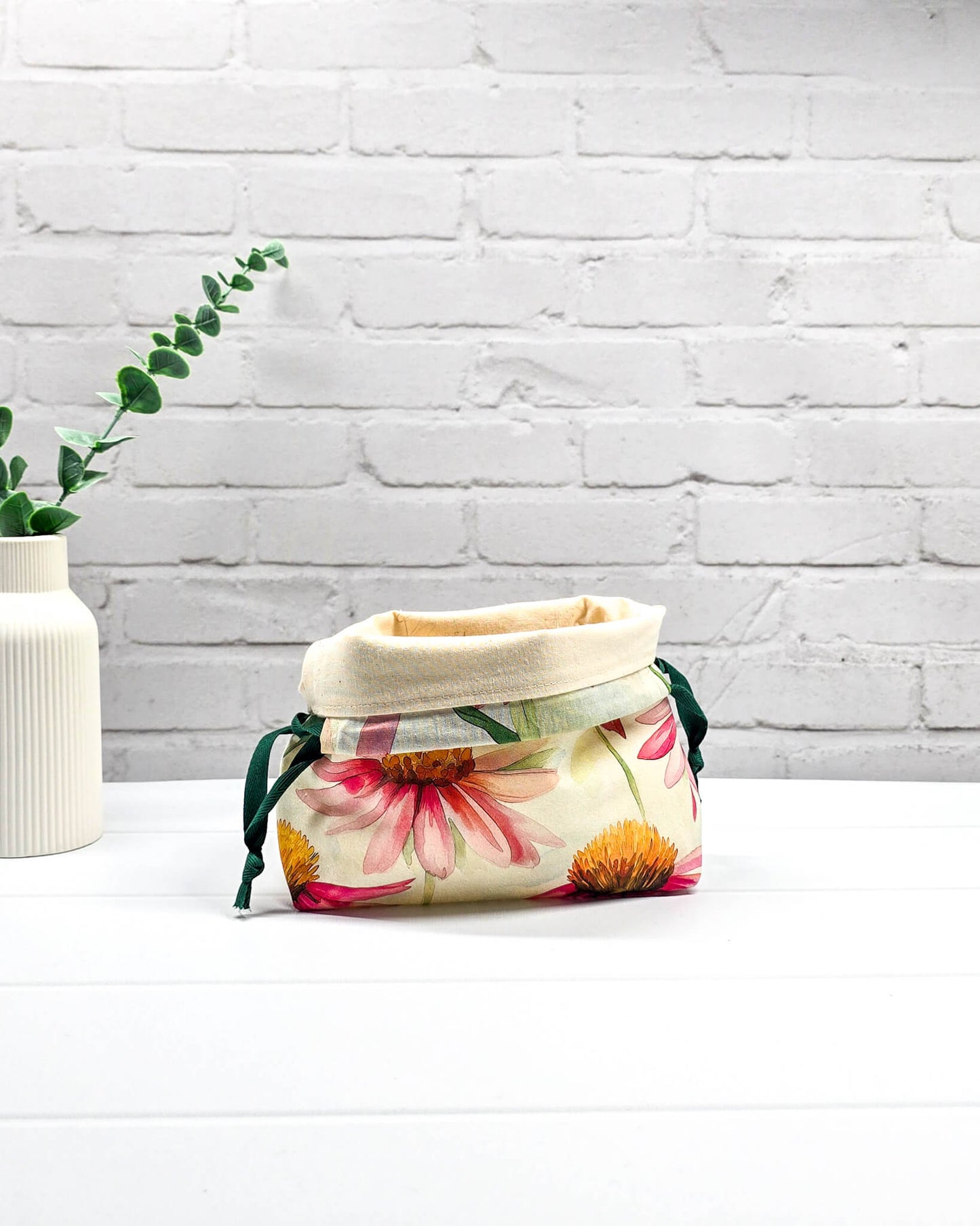 Projekttasche Größe S Lyra Summer Coneflower Blumenmotiv - handgenäht in Bayern von Nadelmikado