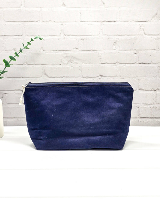 Projekttasche Isvind S aus dunkelblauem Canvas - handgenäht in Bayern von Nadelmikado