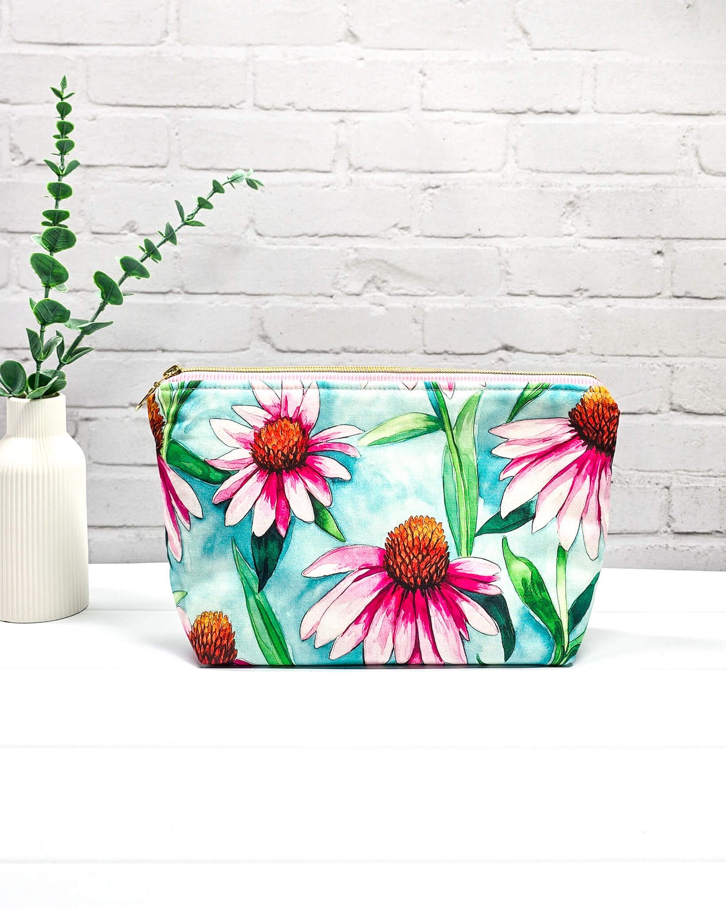 Projekttasche Isvind S Summer Coneflower mit Sonnenhut-Blüten im Aquarellstil - handgenäht in bayern von Nadelmikado