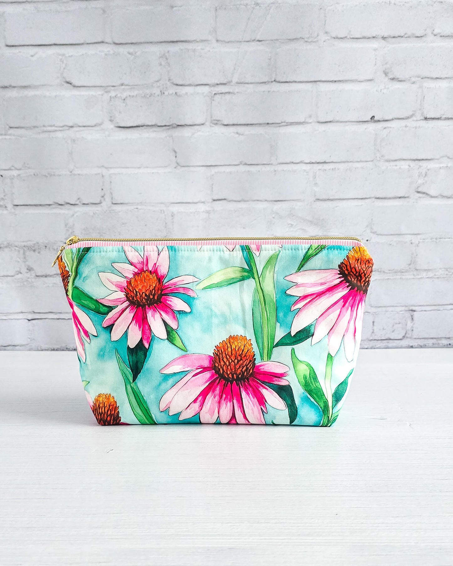 Projekttasche Isvind S Summer Coneflower mit Sonnenhut-Blüten im Aquarellstil - handgenäht in bayern von Nadelmikado