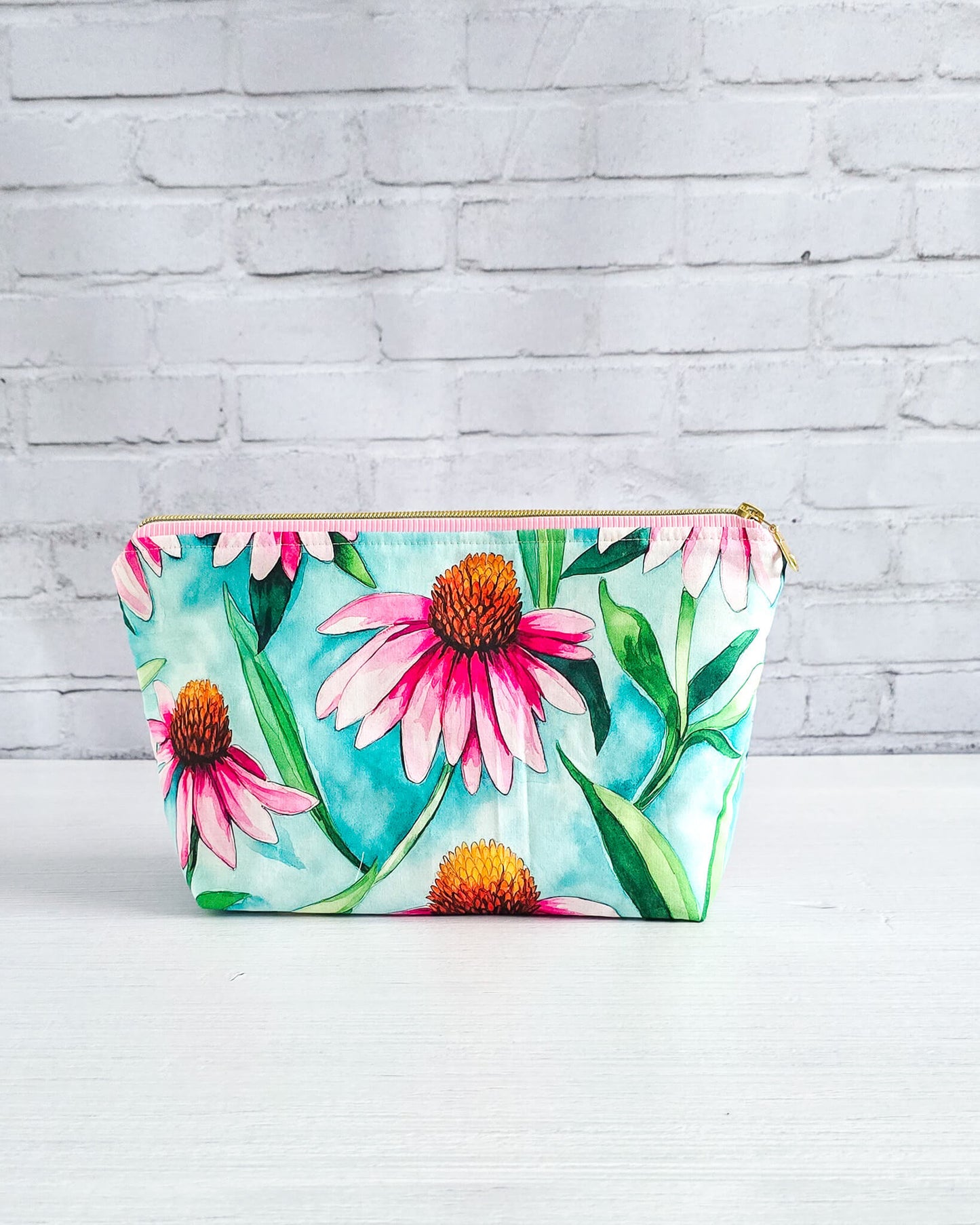 Projekttasche Isvind S Summer Coneflower mit Sonnenhut-Blüten im Aquarellstil - handgenäht in bayern von Nadelmikado