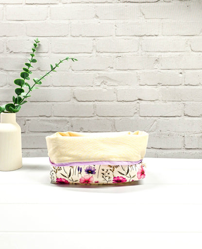 Projekttasche Isvind S Wildflower Pink mit Reißverschluss Blumenmuster - handgenäht in Bayern von Nadelmikado