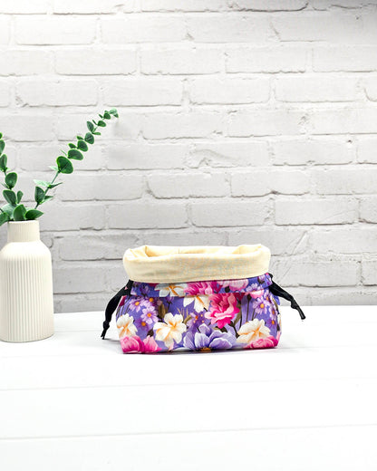 Projektbeutel Blumenmotiv Strickprojekt Tasche Größe S - handgenäht in Bayern von Nadelmikado