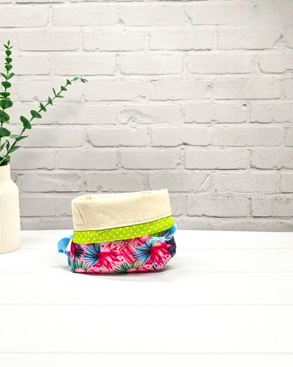 Projekttasche XS Tindra Summer Bloom mit tropischen Blumen - handgenäht in Bayern von Nadelmikado
